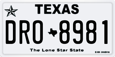 TX license plate DRO8981