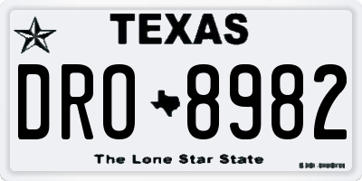 TX license plate DRO8982