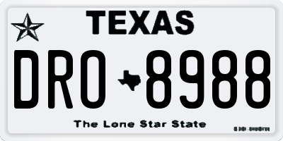 TX license plate DRO8988