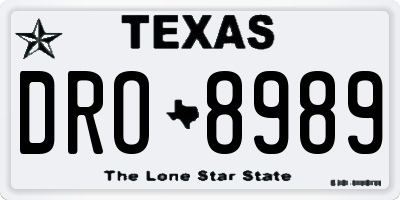 TX license plate DRO8989