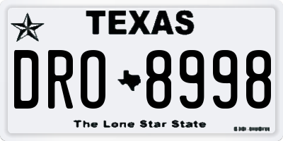 TX license plate DRO8998