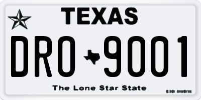 TX license plate DRO9001