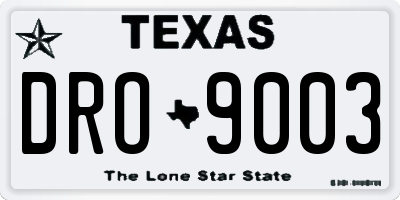 TX license plate DRO9003