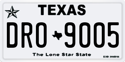 TX license plate DRO9005