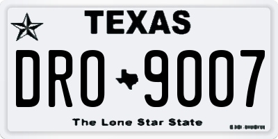 TX license plate DRO9007