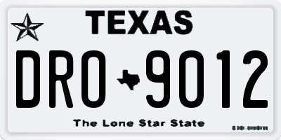 TX license plate DRO9012