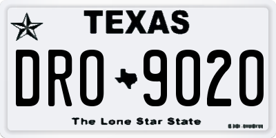TX license plate DRO9020