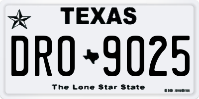 TX license plate DRO9025