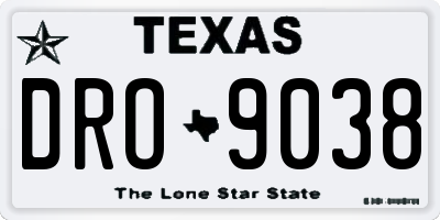 TX license plate DRO9038