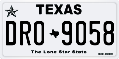 TX license plate DRO9058