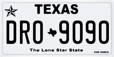 TX license plate DRO9090
