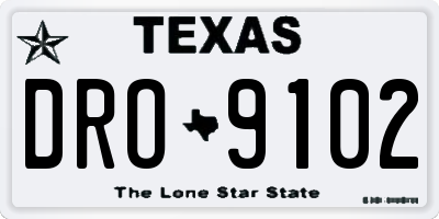 TX license plate DRO9102