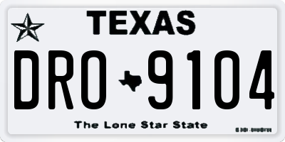 TX license plate DRO9104