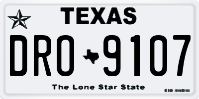 TX license plate DRO9107