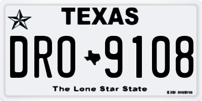 TX license plate DRO9108