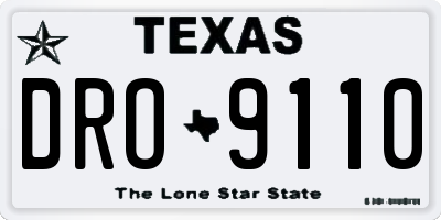 TX license plate DRO9110