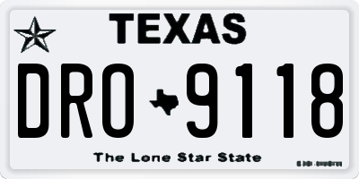 TX license plate DRO9118