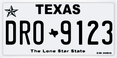 TX license plate DRO9123