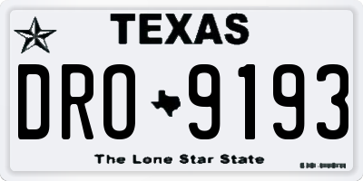 TX license plate DRO9193