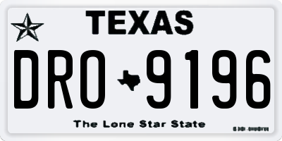 TX license plate DRO9196