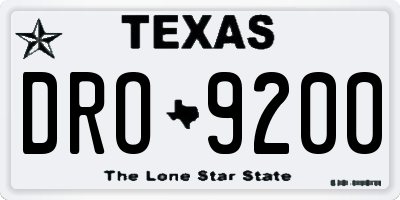 TX license plate DRO9200