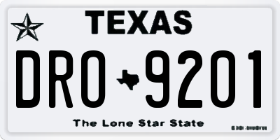 TX license plate DRO9201