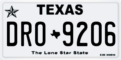 TX license plate DRO9206