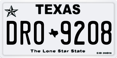 TX license plate DRO9208