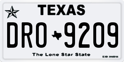 TX license plate DRO9209