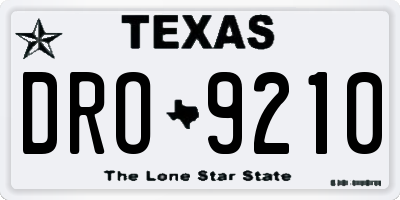 TX license plate DRO9210
