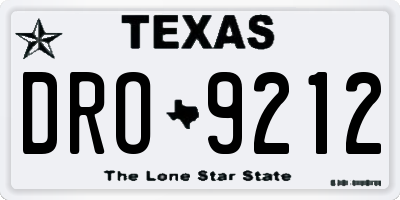 TX license plate DRO9212
