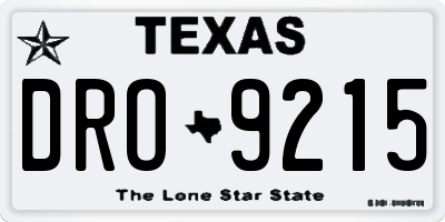 TX license plate DRO9215