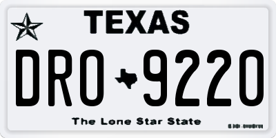 TX license plate DRO9220