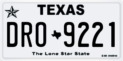 TX license plate DRO9221