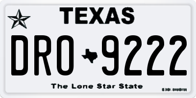 TX license plate DRO9222