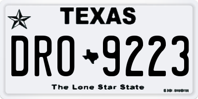 TX license plate DRO9223