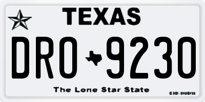 TX license plate DRO9230