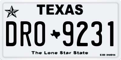 TX license plate DRO9231