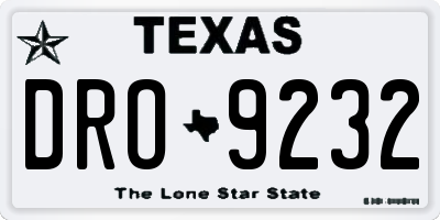 TX license plate DRO9232