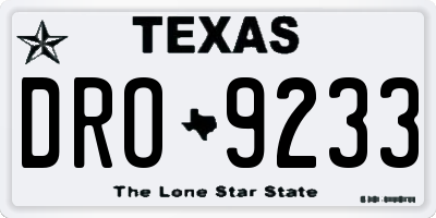TX license plate DRO9233