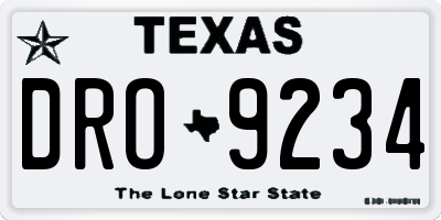 TX license plate DRO9234