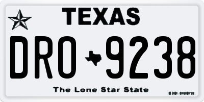 TX license plate DRO9238