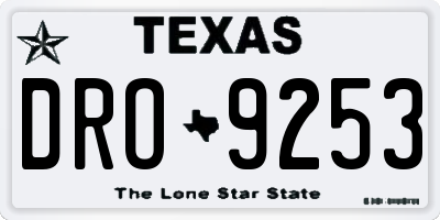 TX license plate DRO9253
