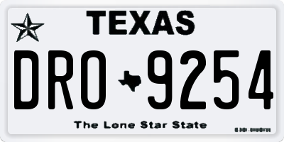 TX license plate DRO9254
