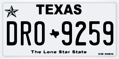 TX license plate DRO9259