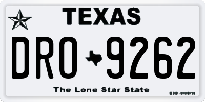TX license plate DRO9262