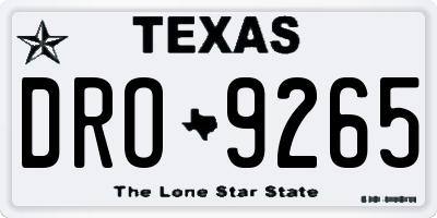 TX license plate DRO9265