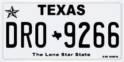 TX license plate DRO9266