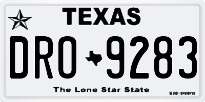 TX license plate DRO9283
