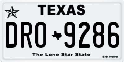TX license plate DRO9286